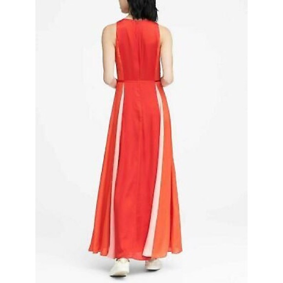 Banana Republic Color Block Orange Paneled long Maxi Dress sz.0 - Picture 2 of 8